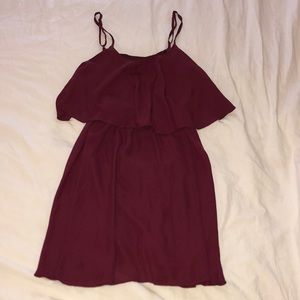 Maroon Top Ruffle Dress